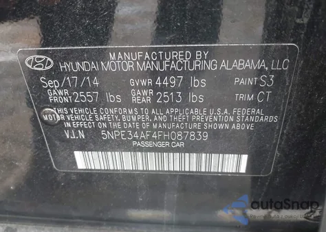 2015 Hyundai Sonata Limited from USA, damaged, VIN 5NPE34AF4FH087839